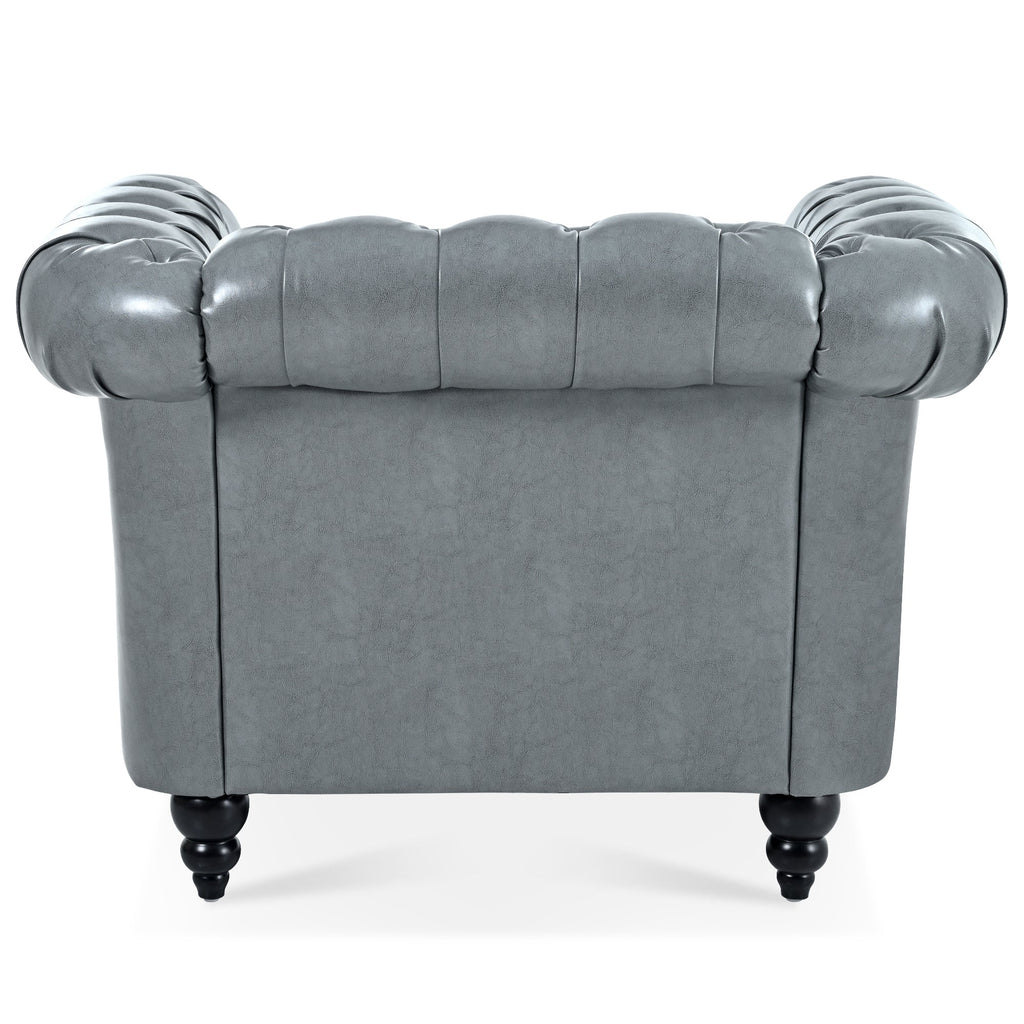 Accent Chair Contemporary PU Leather Gray Birch Legs 39x32x28 In 220 LB