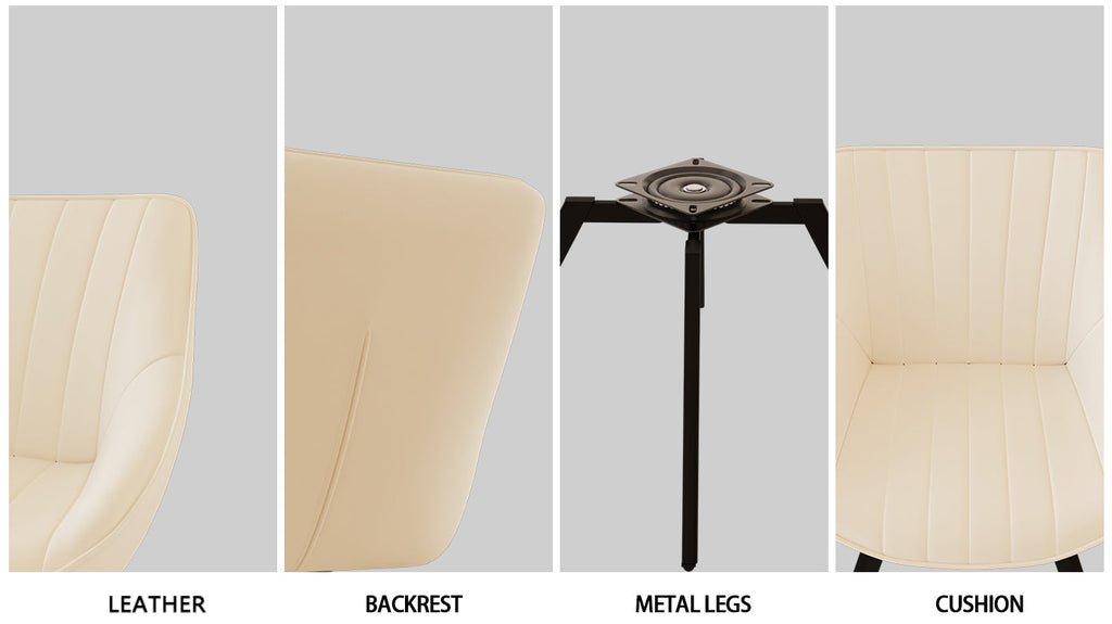 63' medieval modern cream style MDF dining table and beige PU dining chair set,