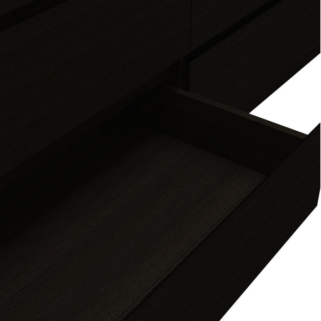 Dresser Minimalist 6-Drawer Wenge Particle Board Melamine Metal Legs 60.4 In