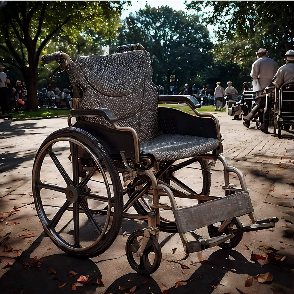 Wheelchair Manual Transport Folding Carbon Steel 20 In Seat Locking Brakes