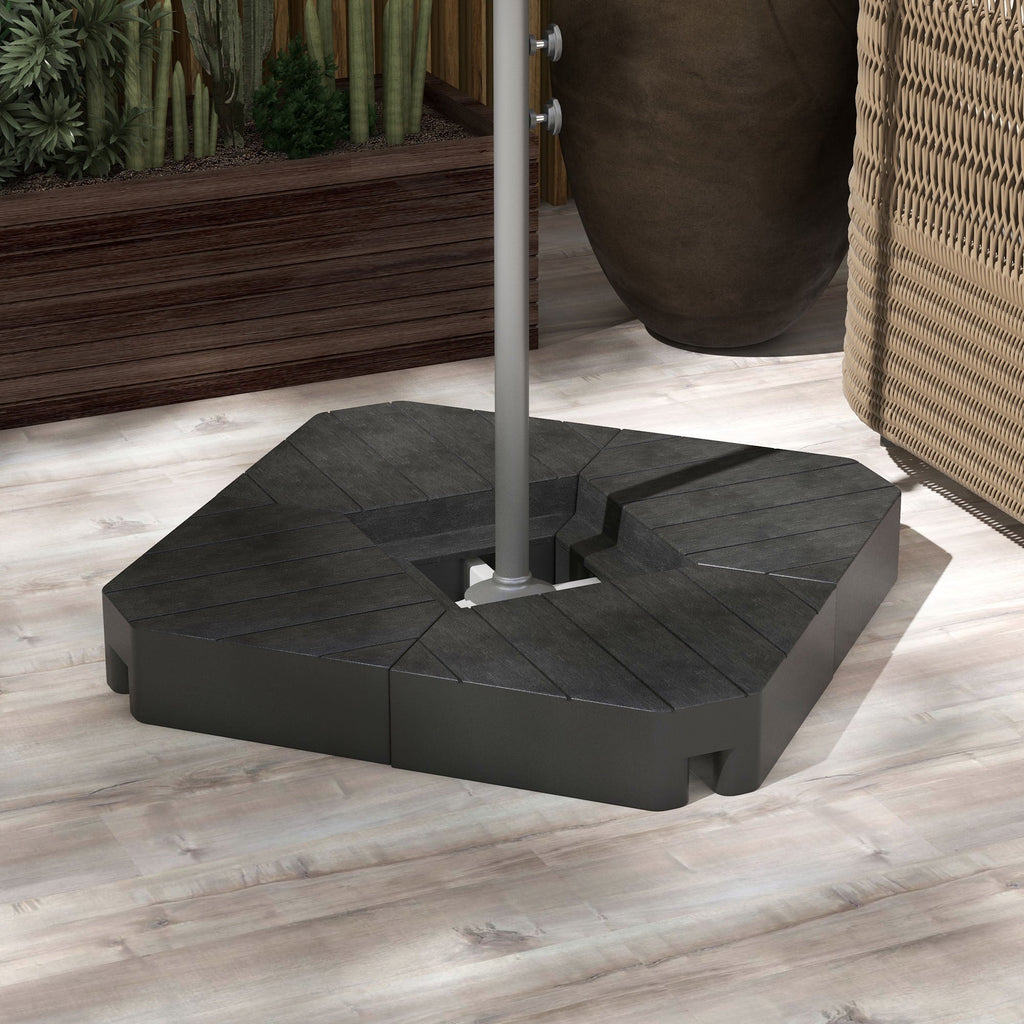 Patio Umbrella Base Cantilever Fillable HDPE 4 Piece 176 LB Wood Grain