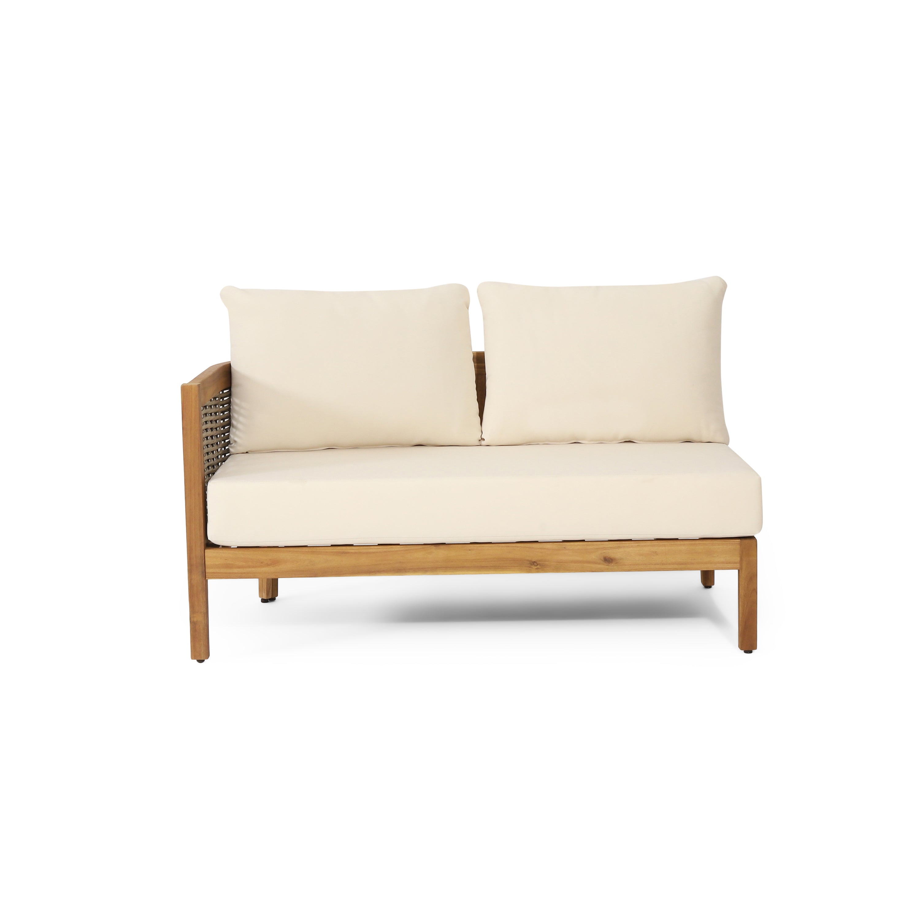 Outdoor Conversation Set Acacia Wood PE Wicker 4 Piece