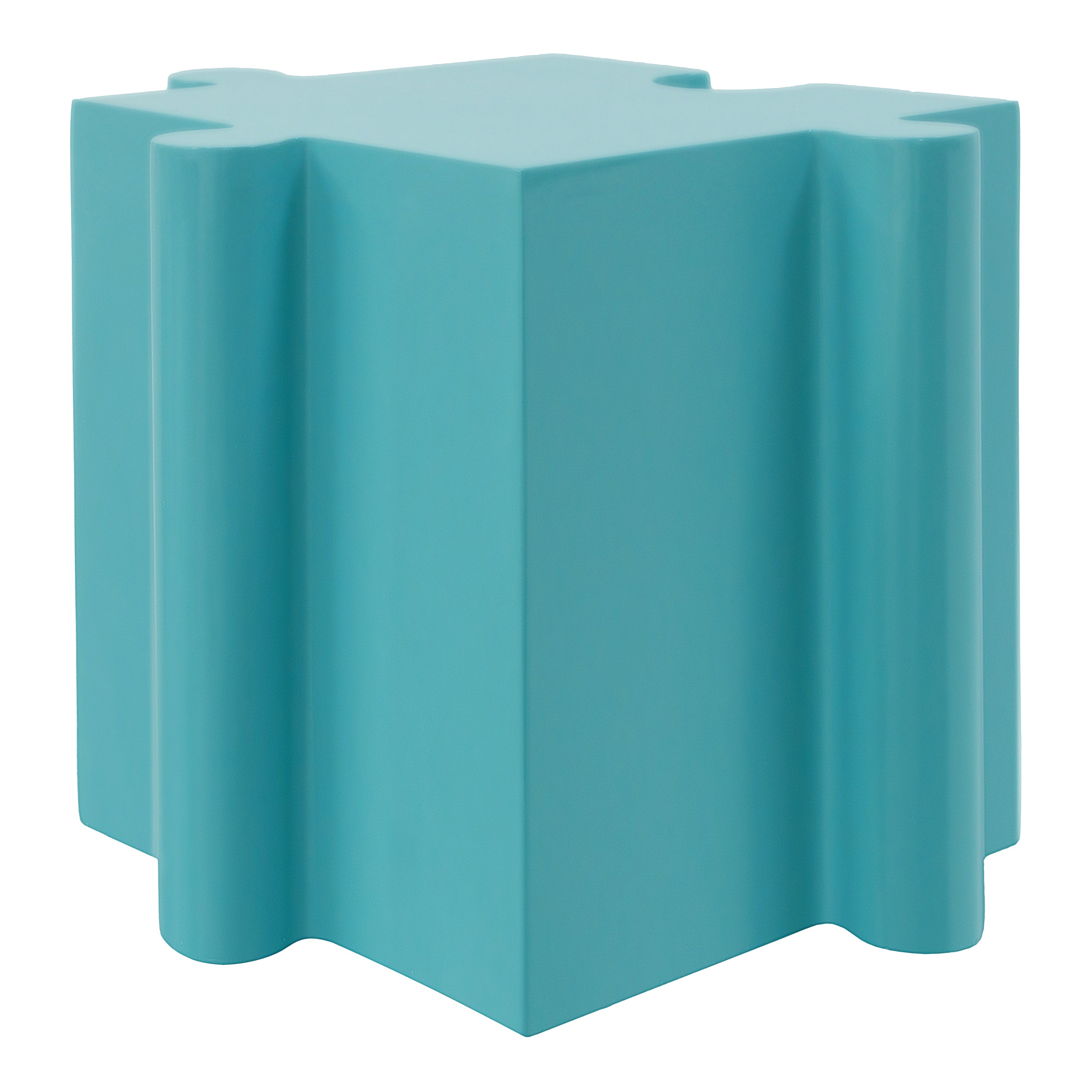 Puzzle Art Side Table Modular Convex Edge MGO Table Indoor and Outdoor Light Blue