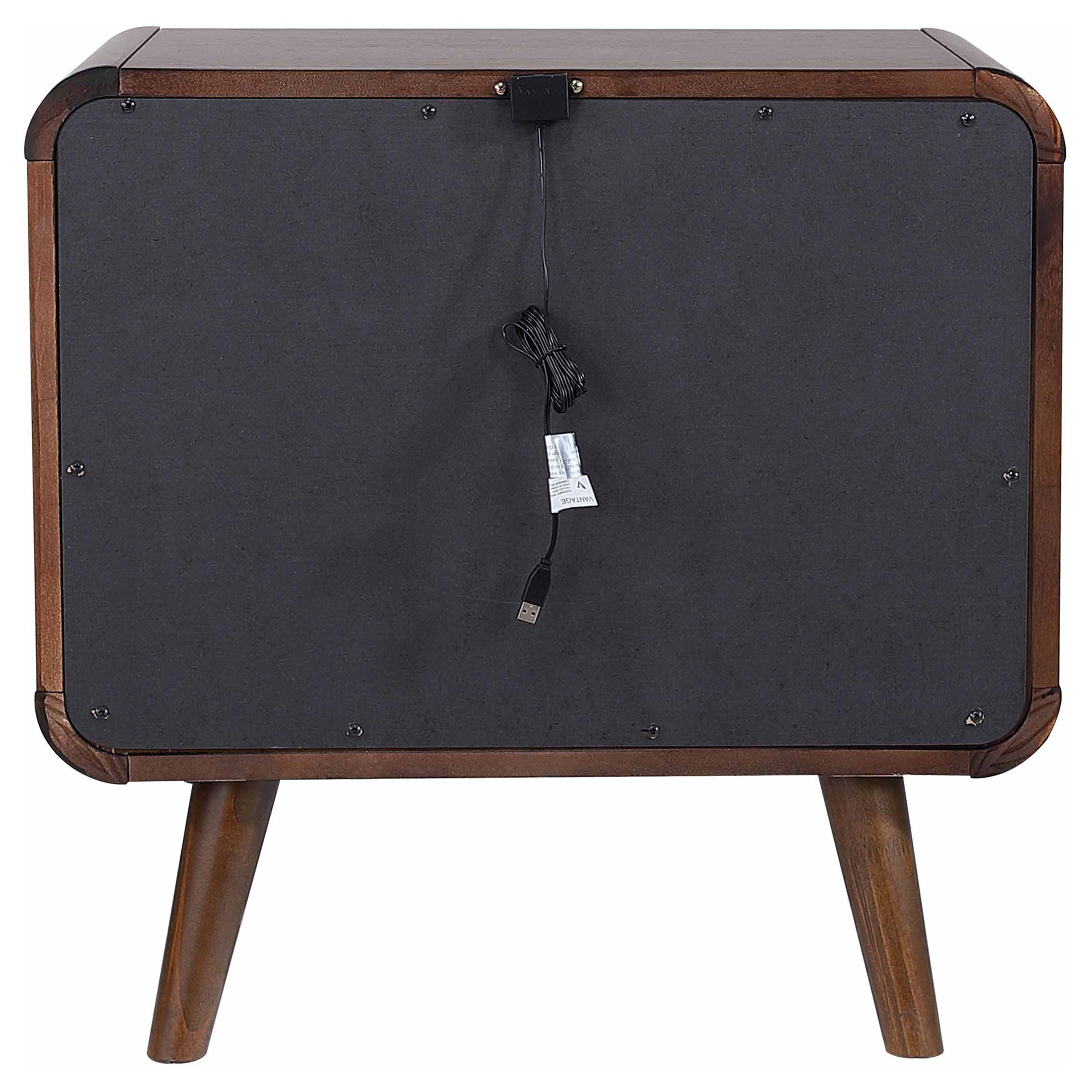 Nightstand Mid-Century Modern Dark Walnut 2-Drawer Gunmetal Hardware 27 In