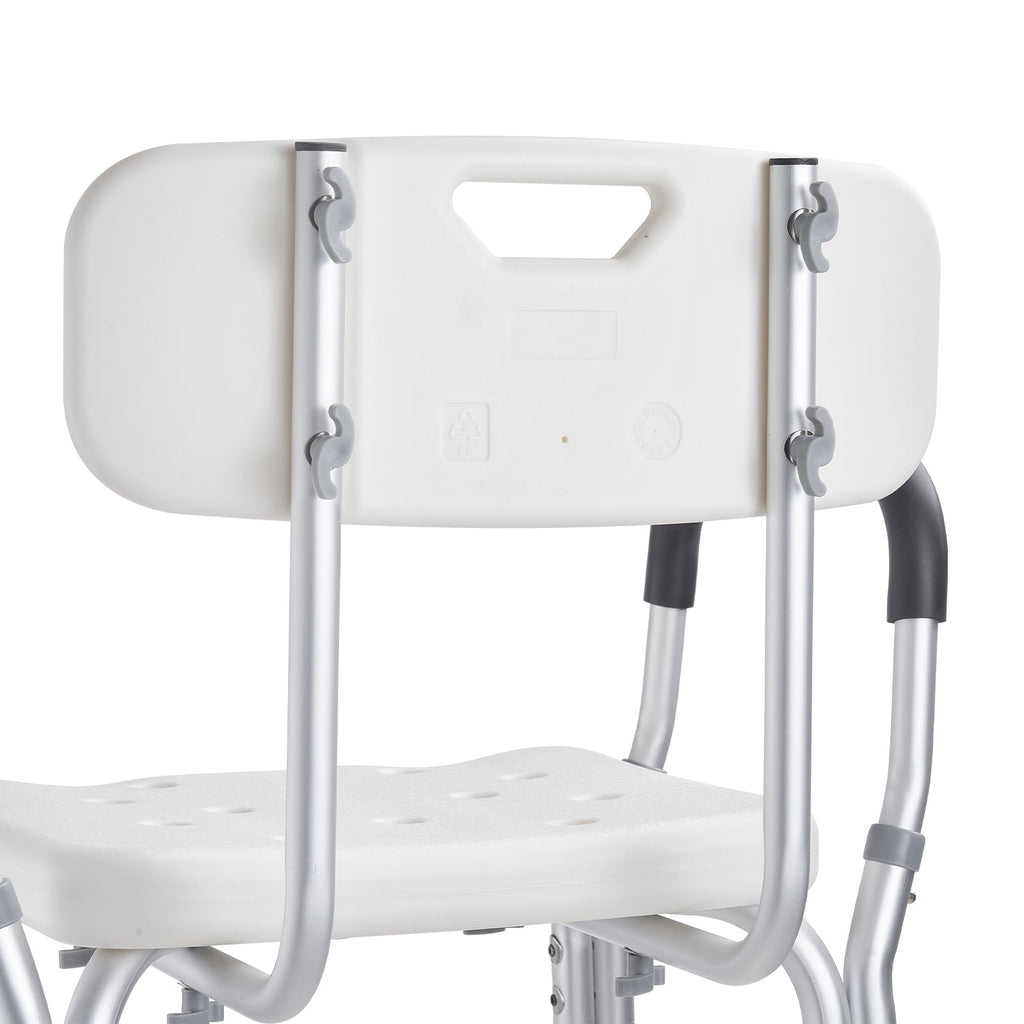 Shower Chair with Backrest Aluminum Adjustable Height Non-Slip 350 LB