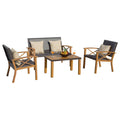 4 Piece Outdoor Conversation Set Aluminum Sofa 2 Chairs Table