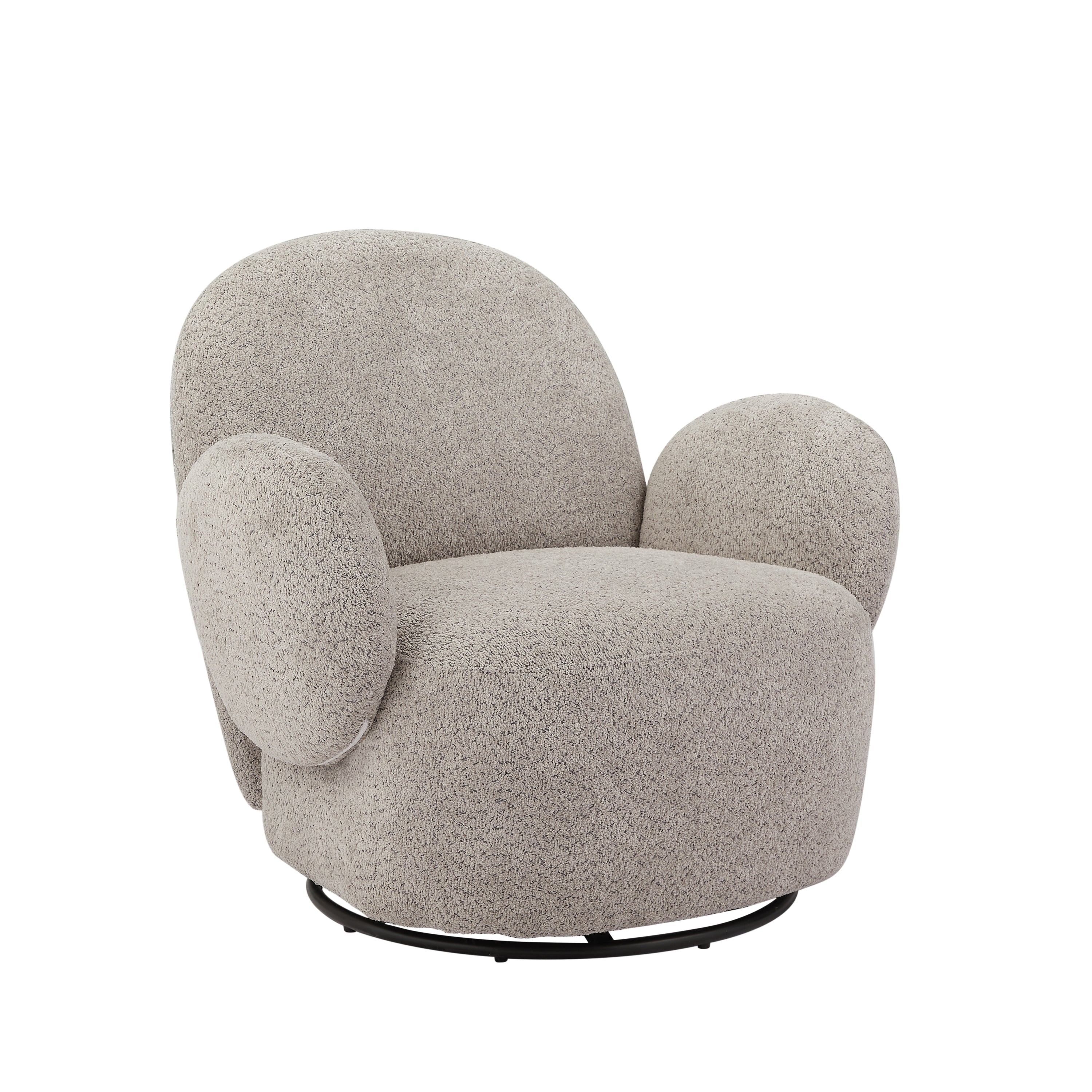 Accent Chair Swivel 360 Degree Fabric Gray Metal Frame 35x35x32 In