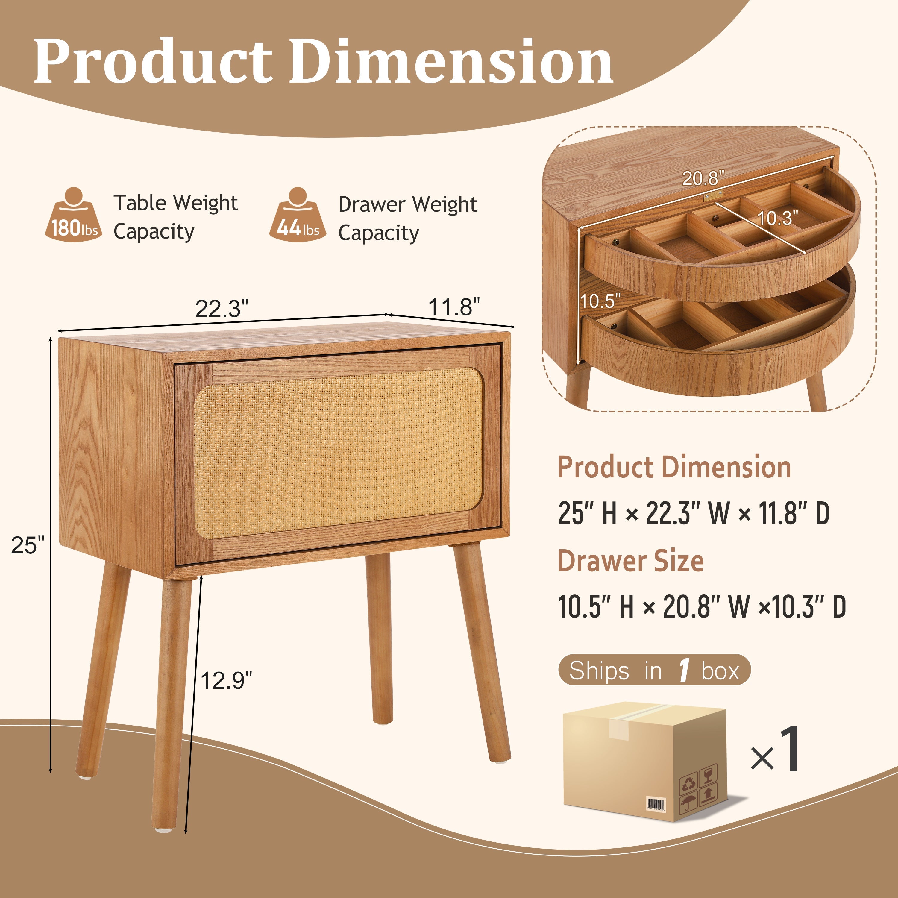 Rotating Hidden Compartment Nightstands, Mid Century Modern Concealment