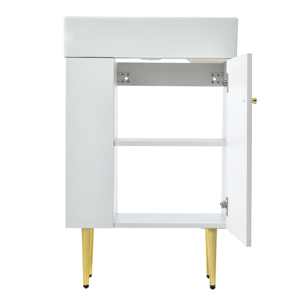 Amelia 21.6' Bathroom Vanity with Storage Cabinet, Single Ceramic Sink and Le...
