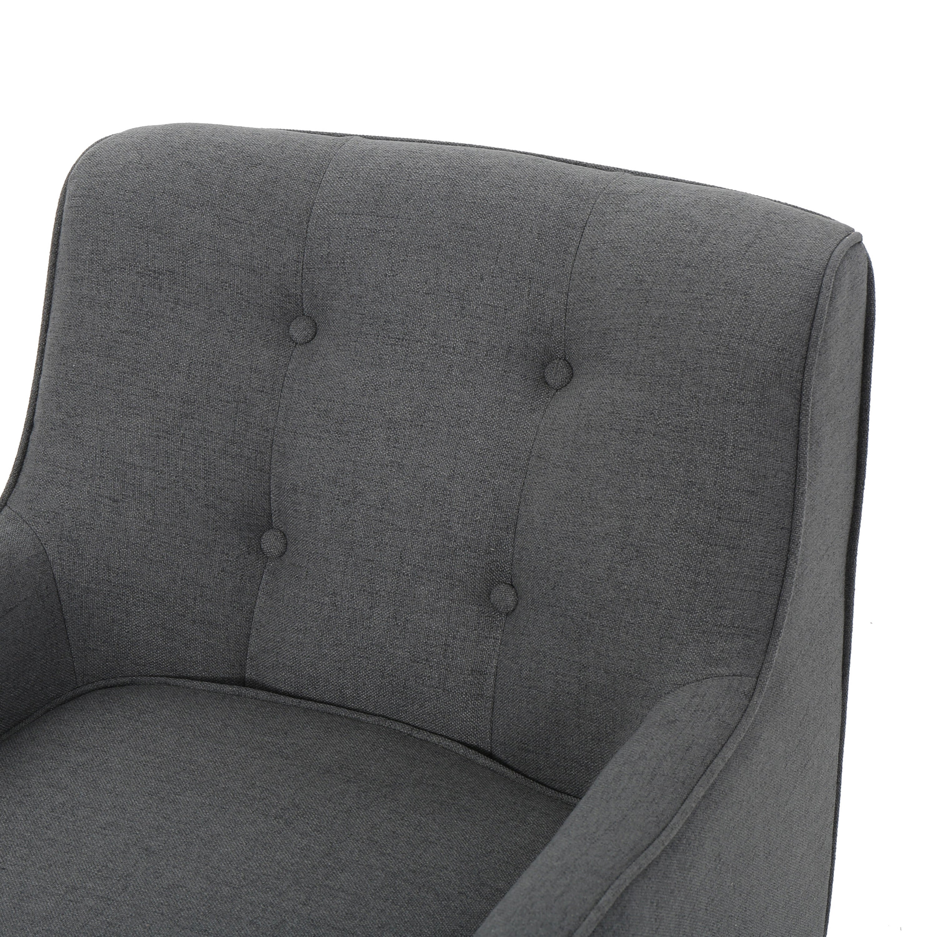 Accent Chair Mid-Century Charcoal Fabric Tufted Back Wood Legs 25x30x31 In