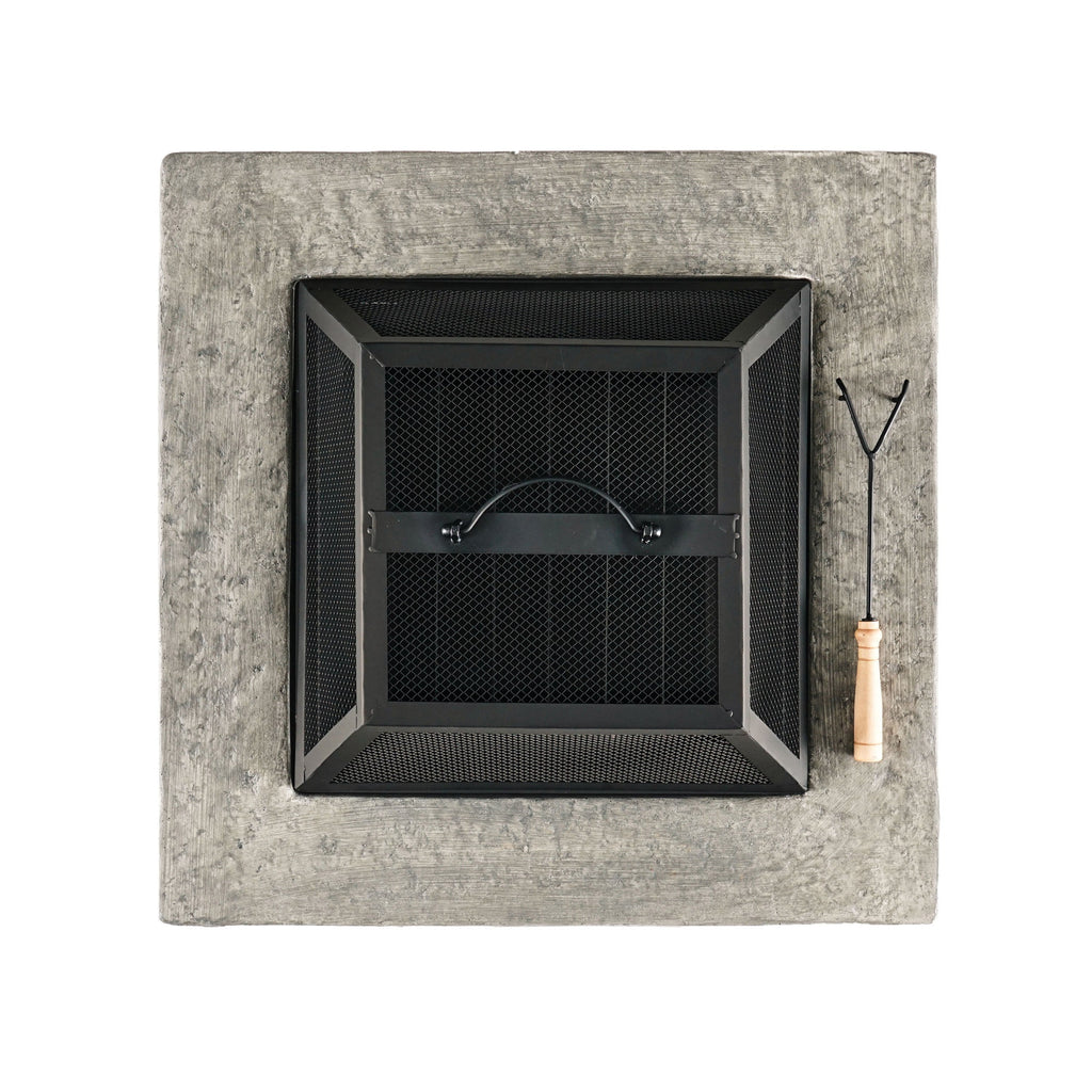 28' Outdoor Wood Burning Magnesium Oxide Fire Pit with Lid, Stone Gray