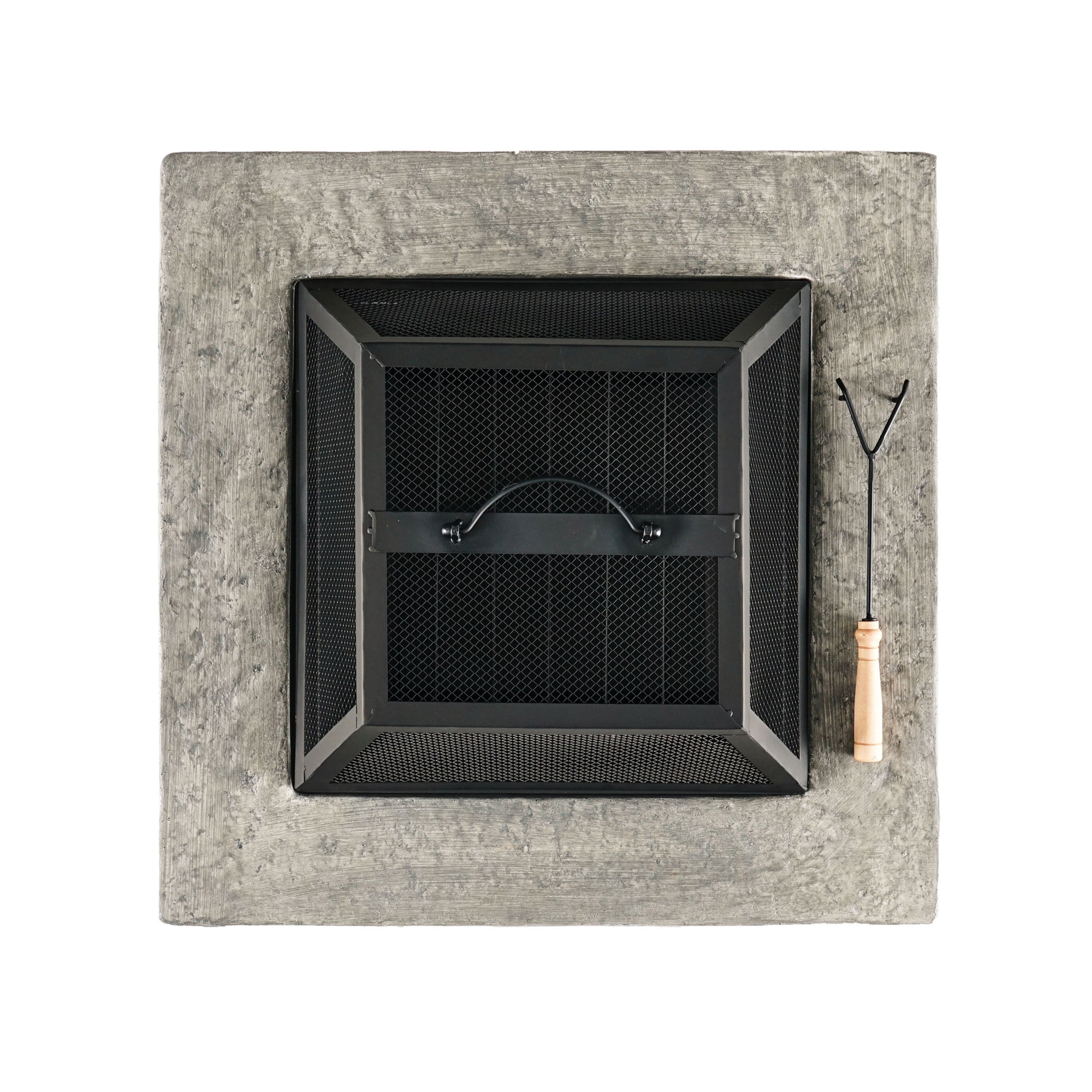 28' Outdoor Wood Burning Magnesium Oxide Fire Pit with Lid, Stone Gray