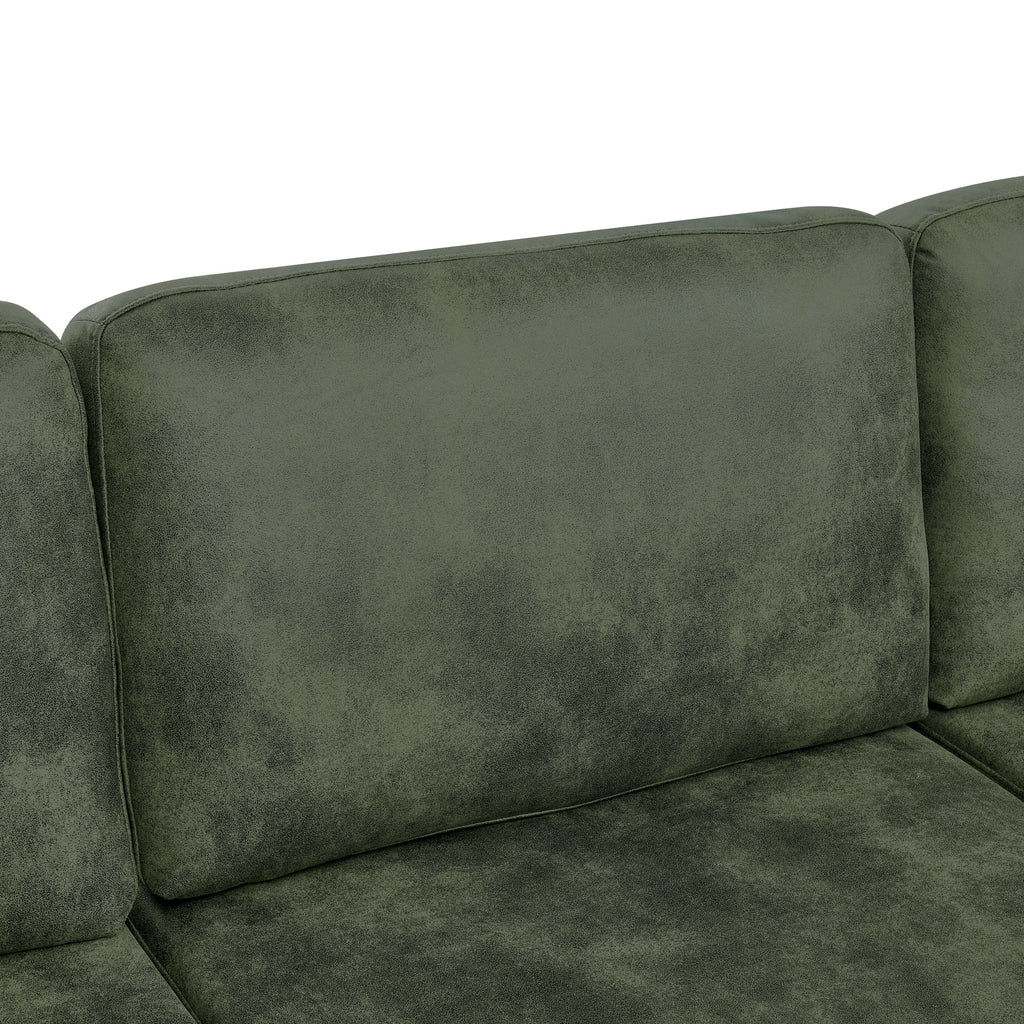 Sectional Sofa Modular Faux Leather Olive 6 Seat 124 In