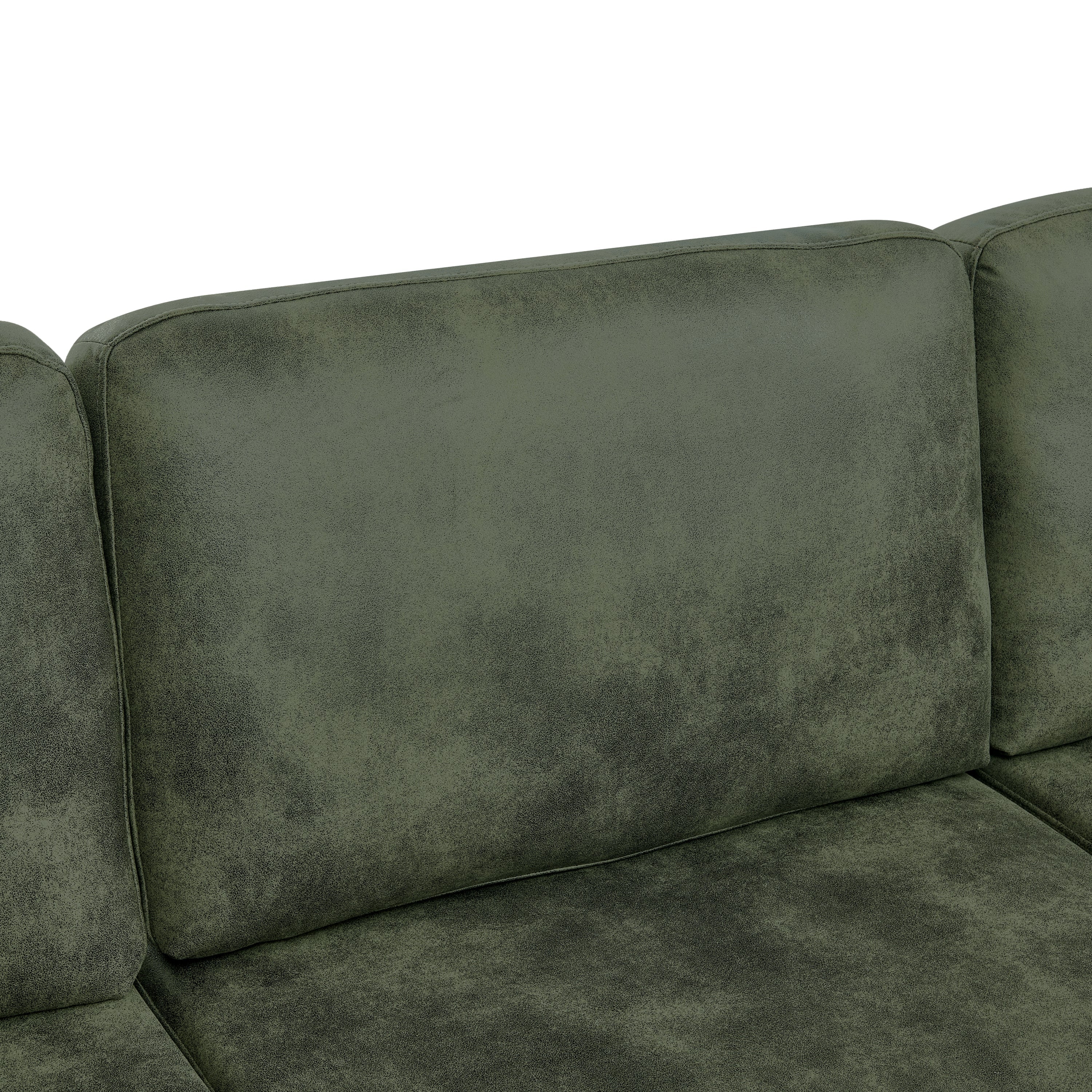 Sectional Sofa Modular Faux Leather Olive 6 Seat 124 In