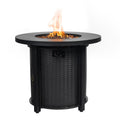 30 Inch Round Propane Gas Fire Pit Table 50000 BTU, Black