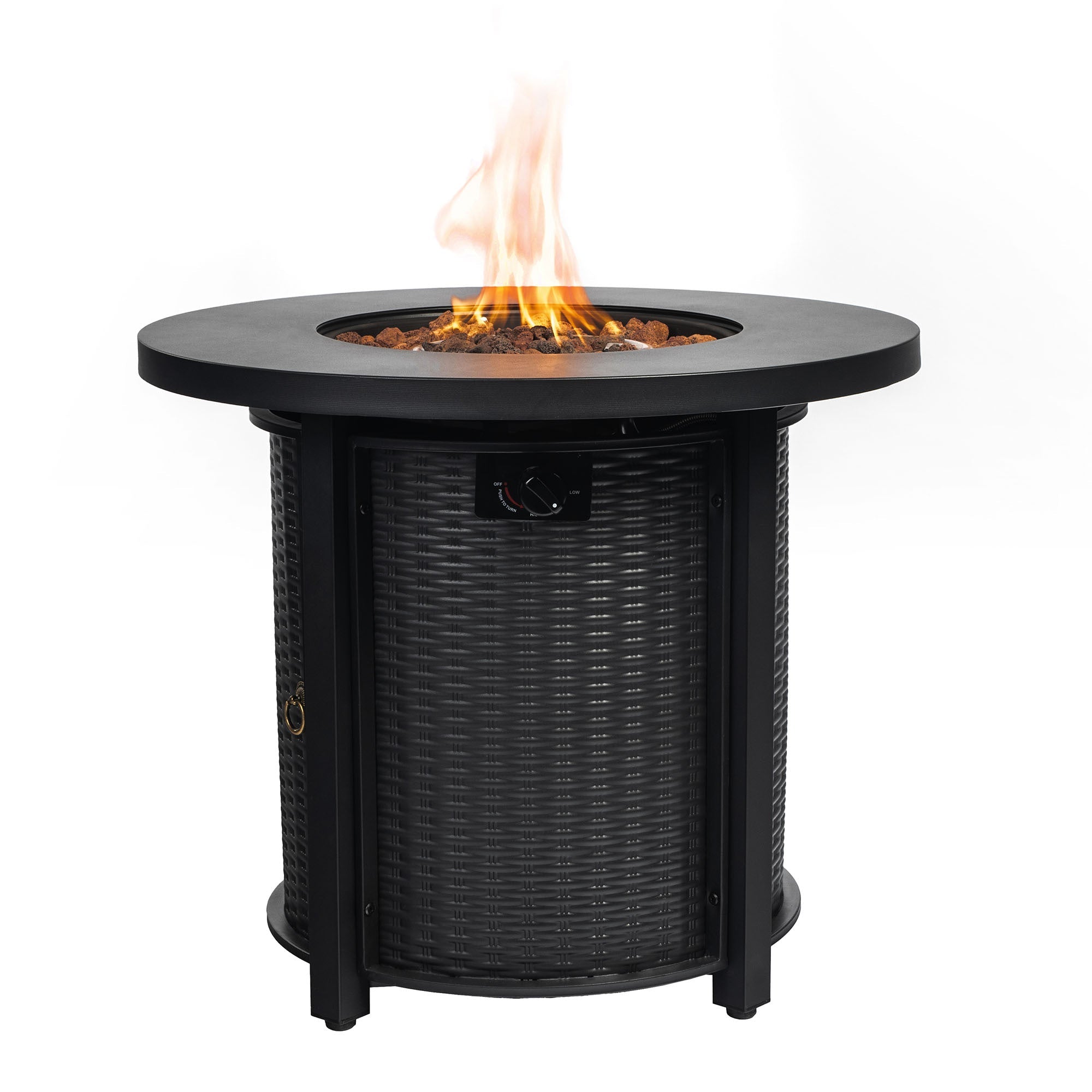 30 Inch Round Propane Gas Fire Pit Table 50000 BTU, Black