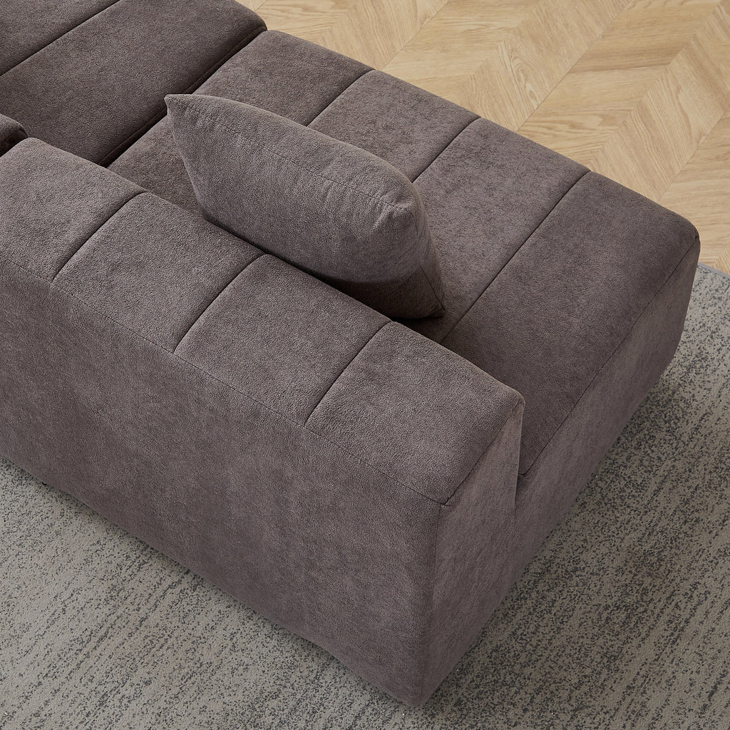 Loveseat Modular Chenille Gray 2 Seat Piano Key Design