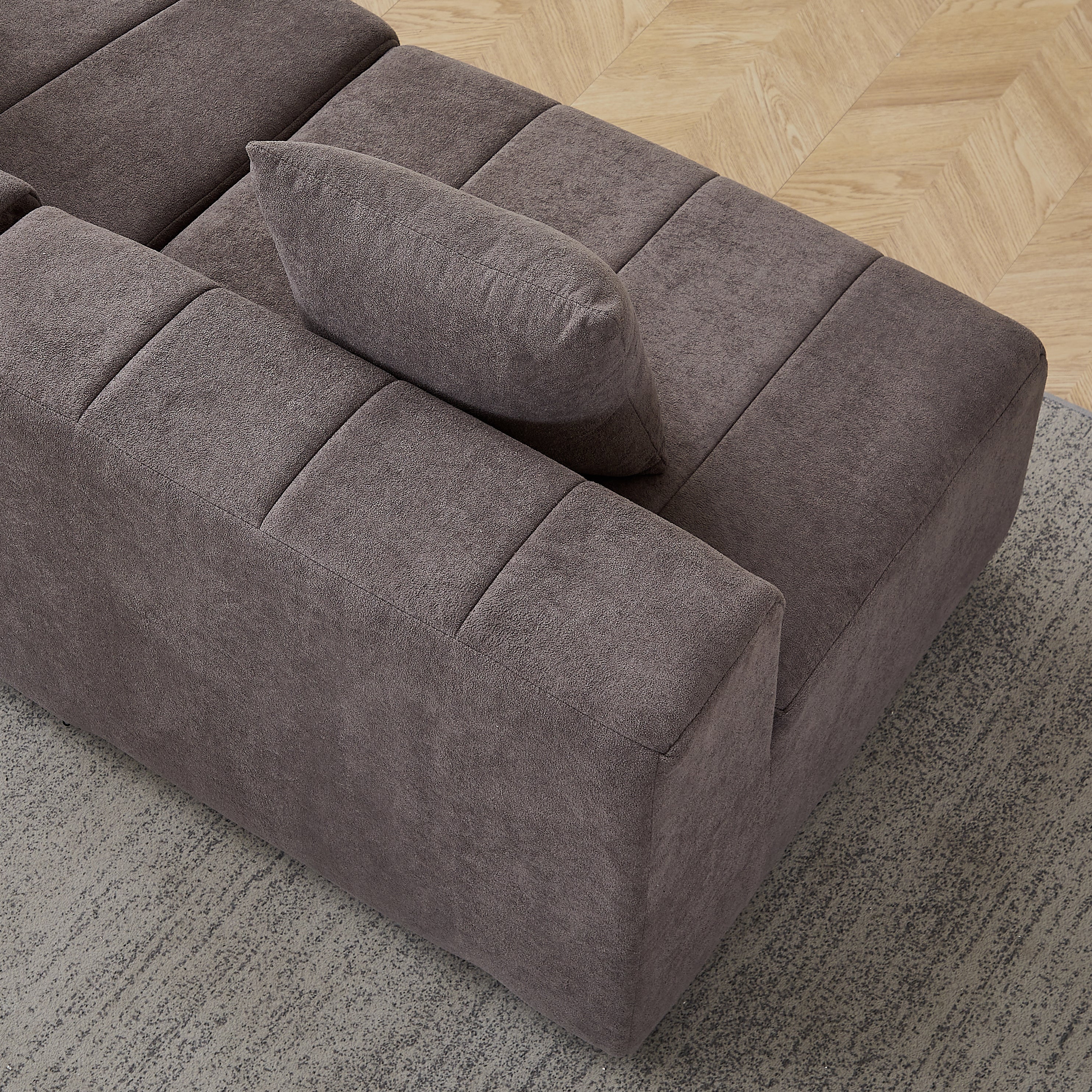 Loveseat Modular Chenille Gray 2 Seat Piano Key Design