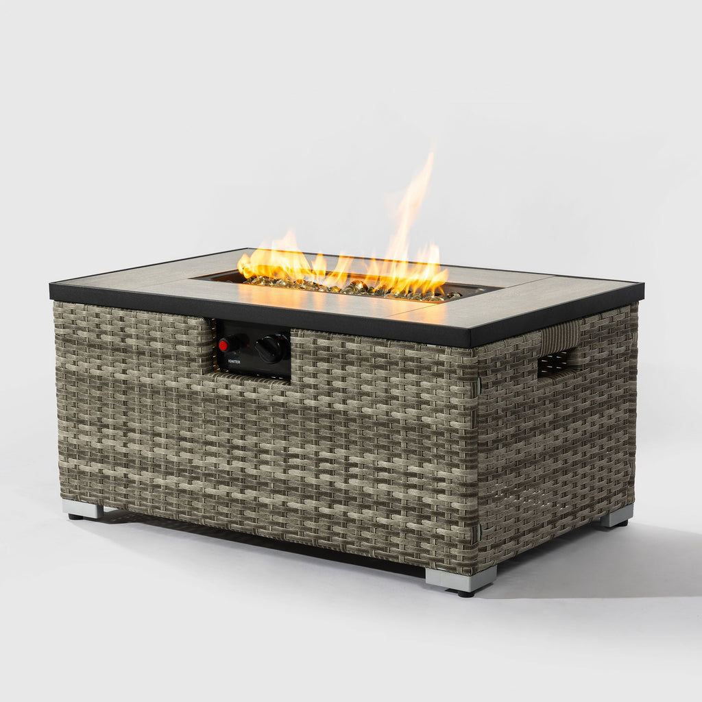 32' Propane Gas Fire Pit Table with Propane Tank Cover, 50000 BTU Rectangular