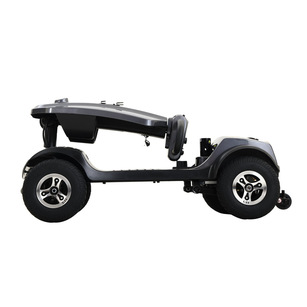 Mobility Scooter Base Frame Iron Gray LED Lights Anti-Tip Wheels