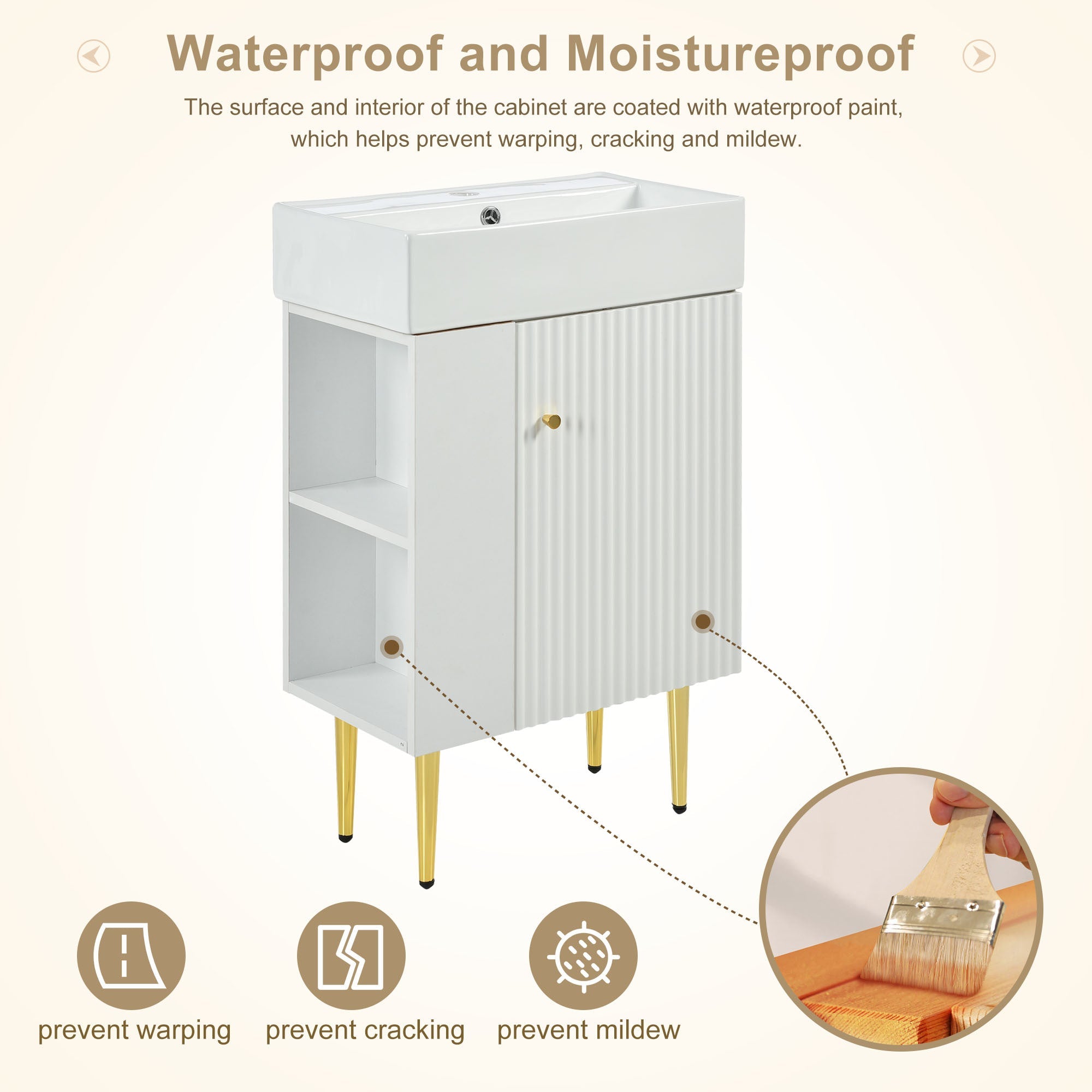 Amelia 21.6' Bathroom Vanity with Storage Cabinet, Single Ceramic Sink and Le...