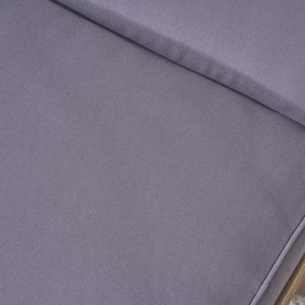 Outdoor Chaise Lounge Acacia Wood Gray Full-Length Cushion 78.75x24x30.5 In