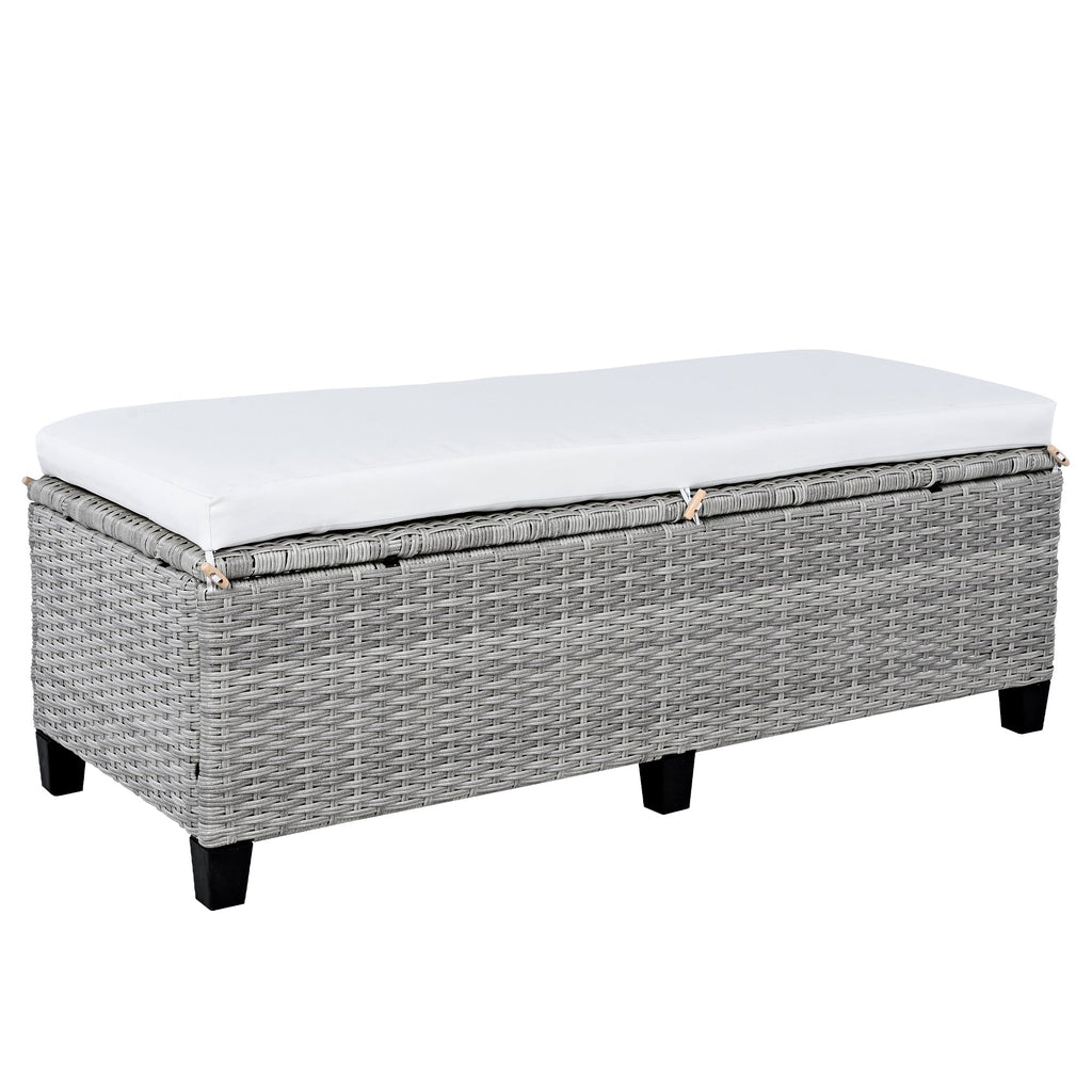 Outdoor Sectional Set PE Rattan Steel White 5 Piece Seats 7 Extendable