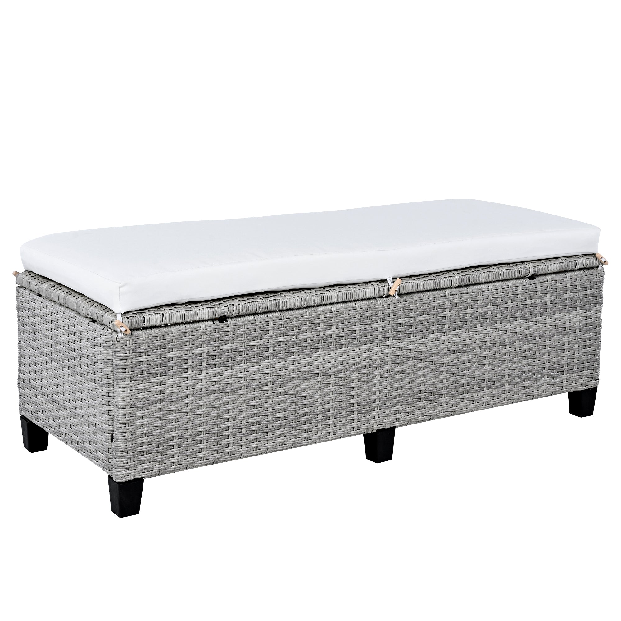 Outdoor Sectional Set PE Rattan Steel White 5 Piece Seats 7 Extendable
