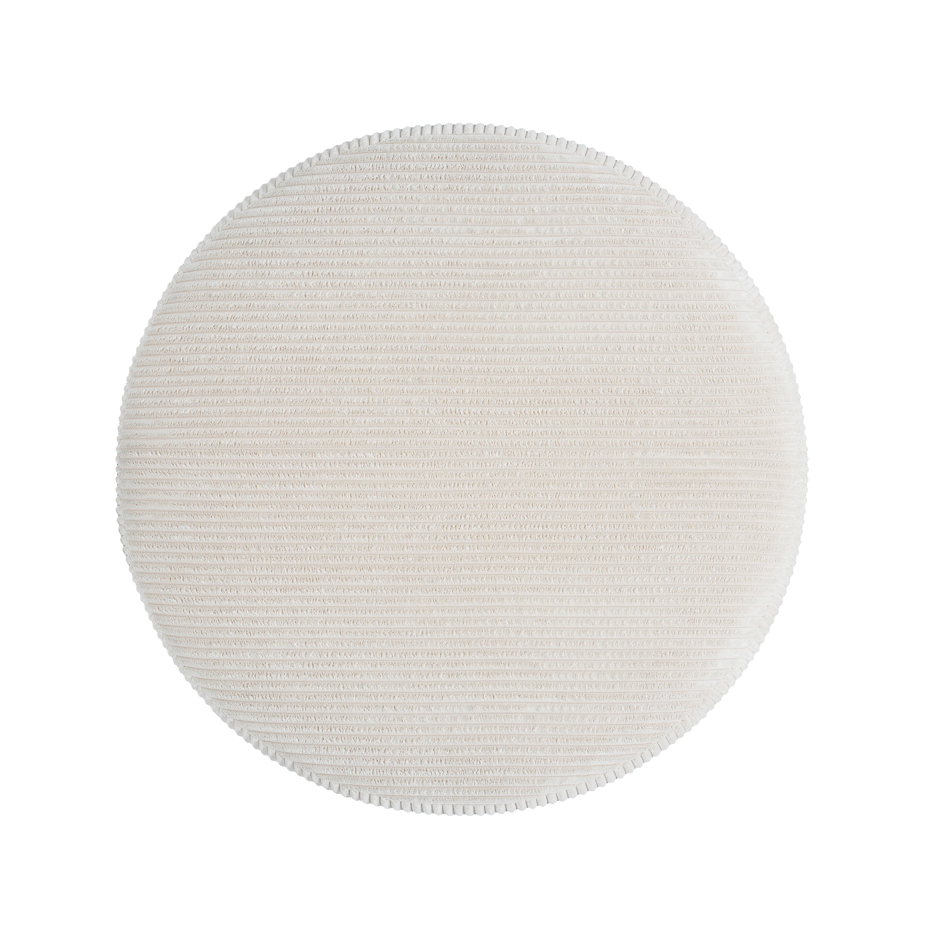 Upholstered Round Ottoman, Beige, Corduroy