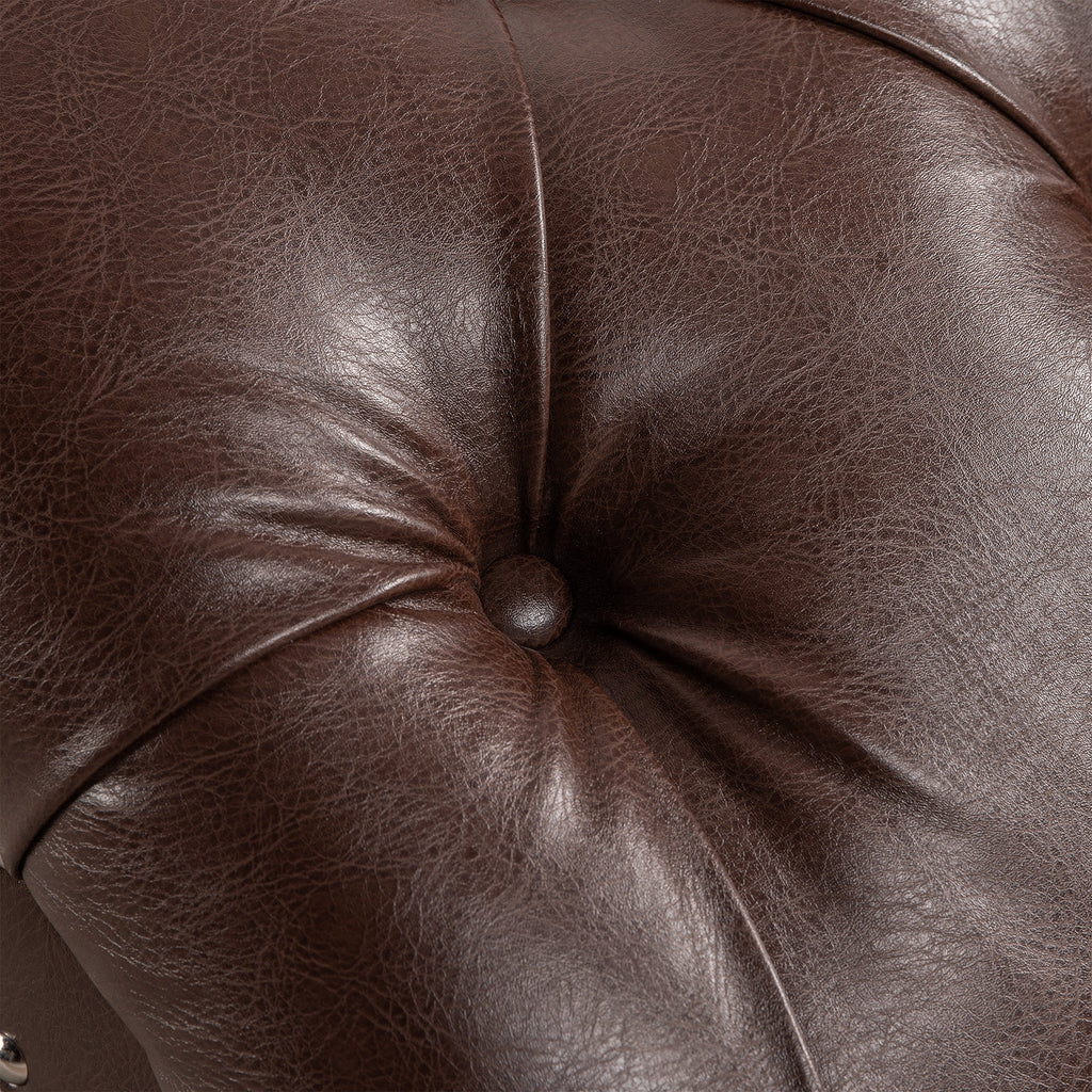 Chaise Lounge Armless PU Leather Dark Brown Tufted Foam Birch Legs 220 LB