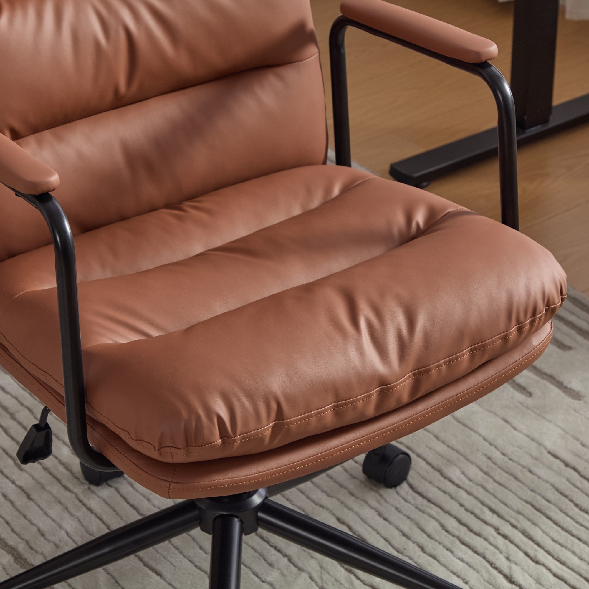Office Chair,Mid Back Home Office Desk Task Chair with Wheels and Arms Ergono...