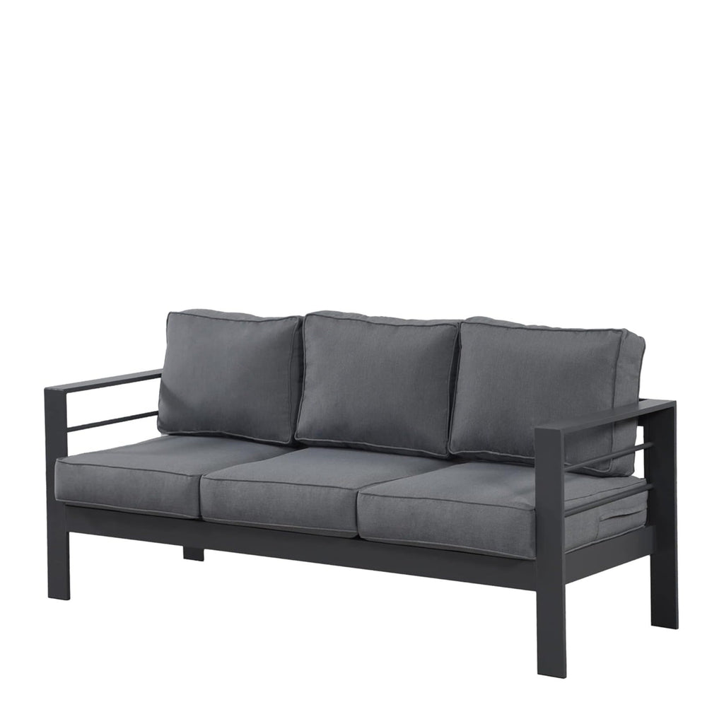 3-Seat Outdoor Aluminum Sofa 74" Dark Gray