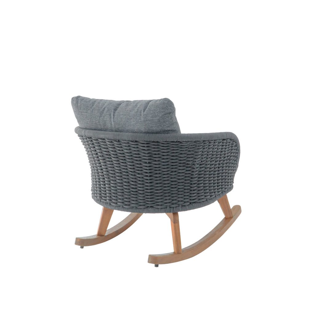 Outdoor Rocking Chair Rope Wood Gray Natural Set of 2 29.5in