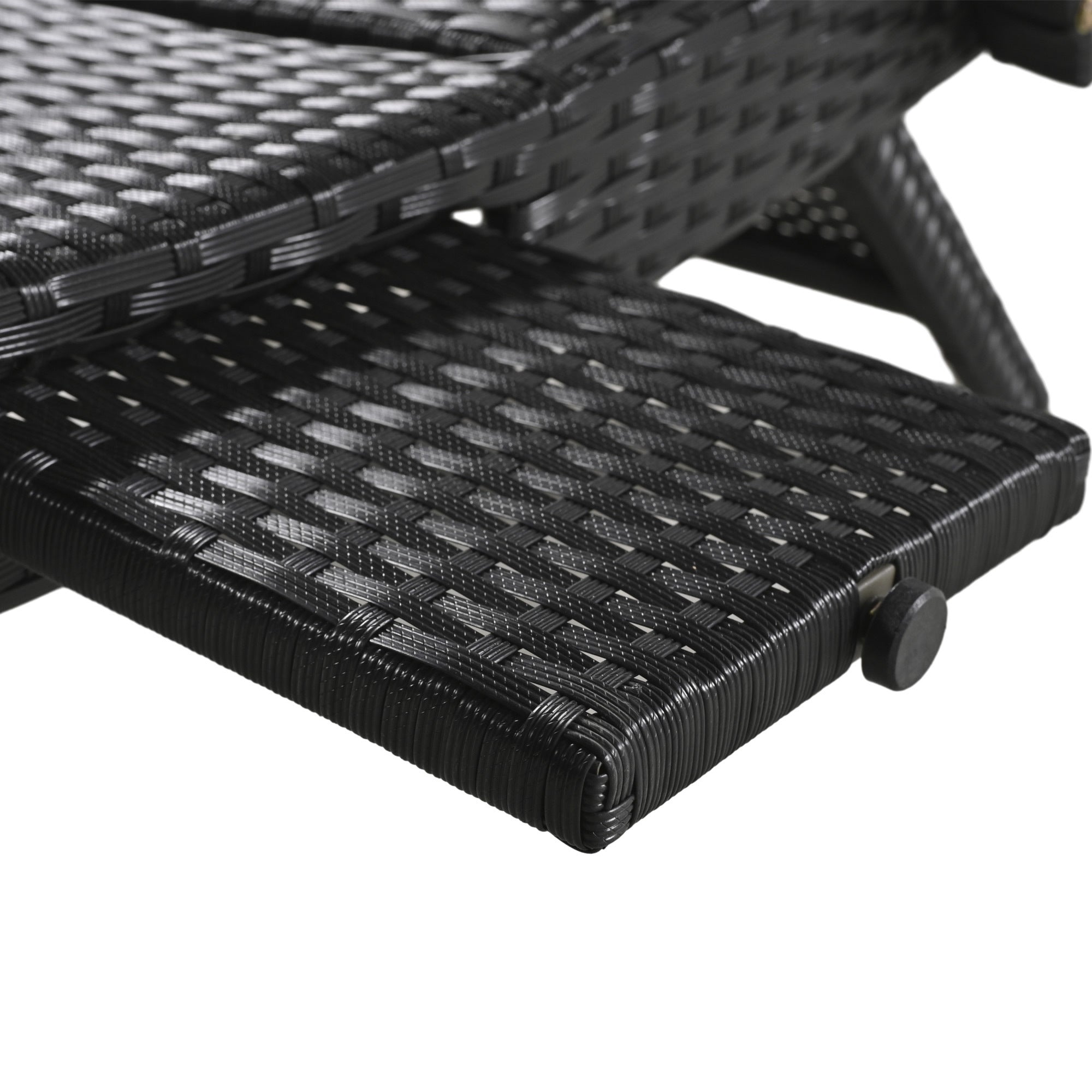 2-Piece Wicker Chaise Lounge Set w/ Pull-Out Table 5-Position 470lb