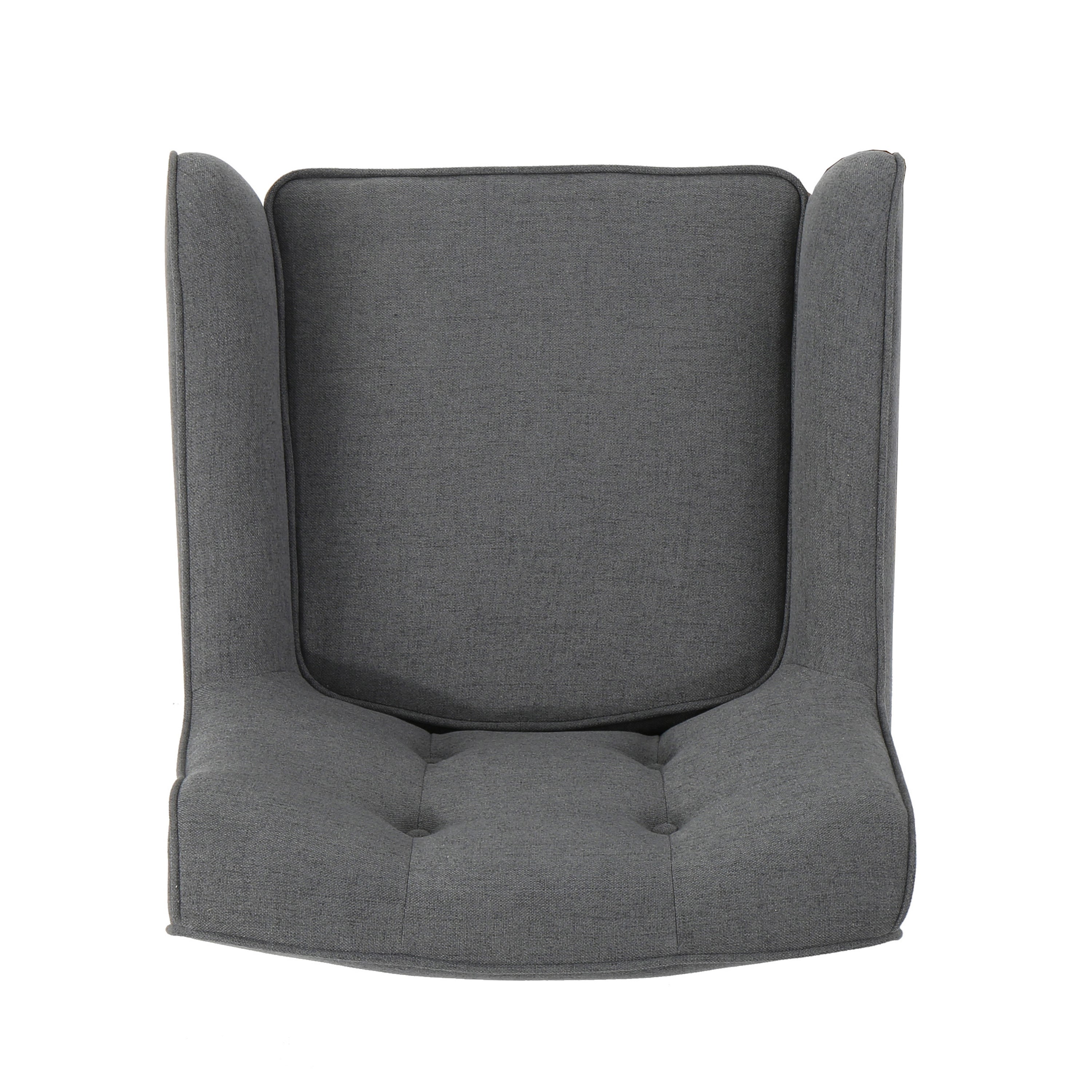 Accent Chair Mid-Century Charcoal Fabric Tufted Back Wood Legs 25x30x31 In