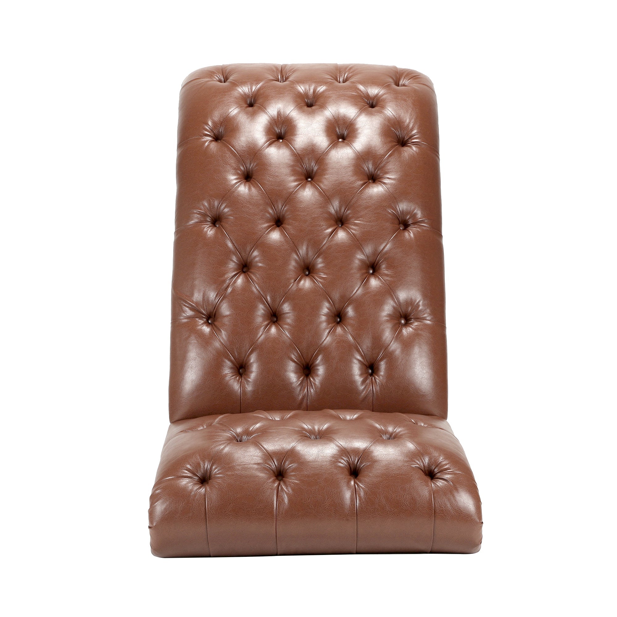 Brown PU Tufted Armless Chaise Lounge with Foam Seating and Birch Legs