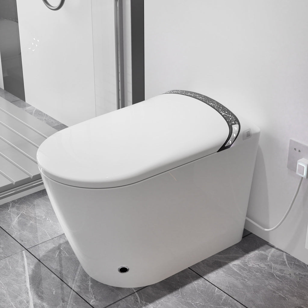 Elongated Smart Toilet with Bidet Built In, Tankless, Auto Open/Close, White
