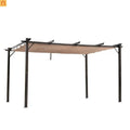 Pergola Canopy Retractable Aluminum Brown 10x13 ft Rust Resistant