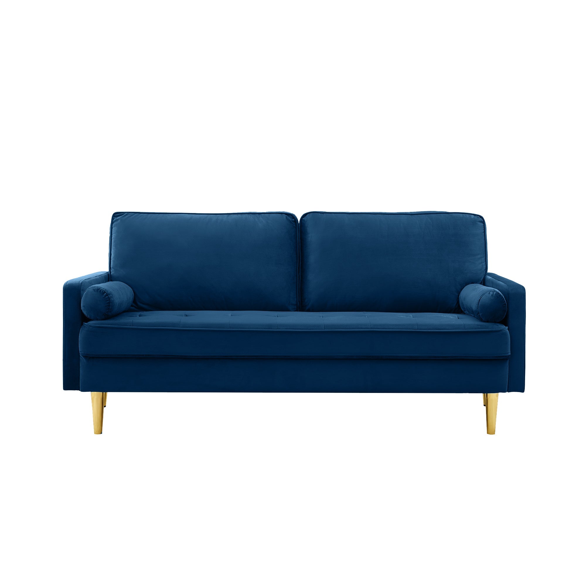 Sofa Minimalist Velvet Navy Gold Metal Legs 2 Seat 65 In 800 LB