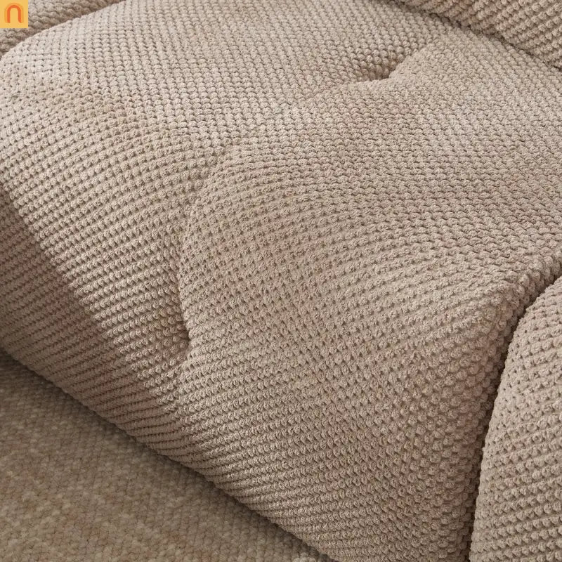 Sectional Sofa L-Shape Polyester Taupe 4 Seat Ottoman 3 Pillows 104 In