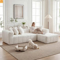 Sectional Sofa L-Shape Minimalist White 4 Seat 108 In No Assembly
