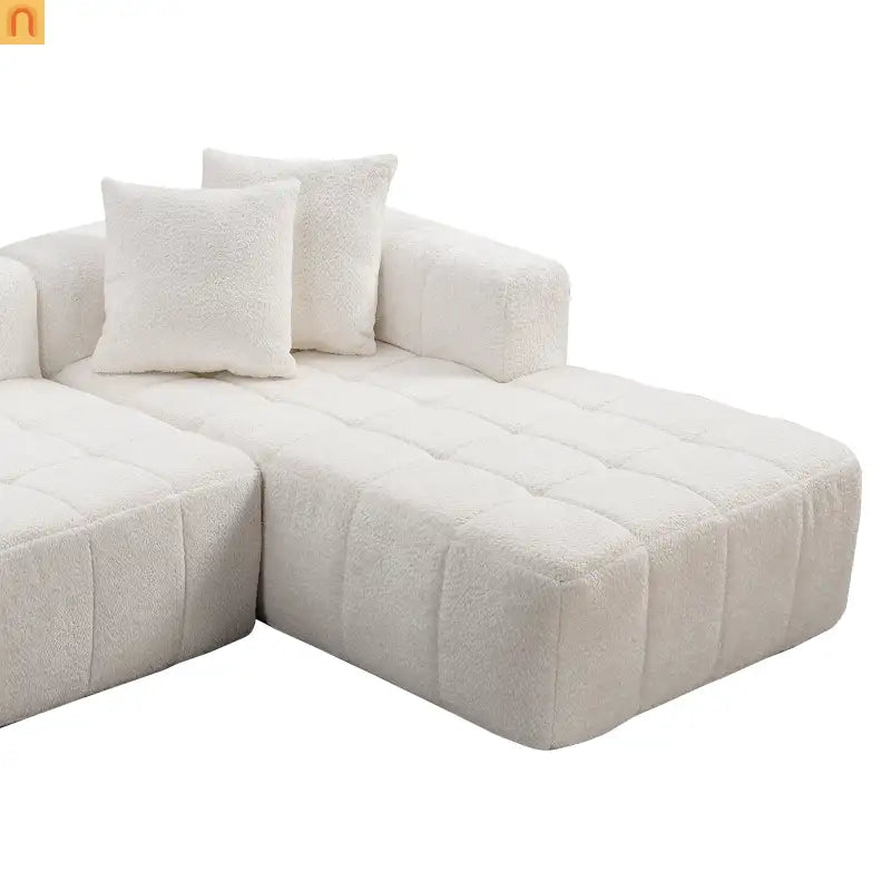 Sectional Sofa L-Shape Minimalist White 4 Seat 108 In No Assembly