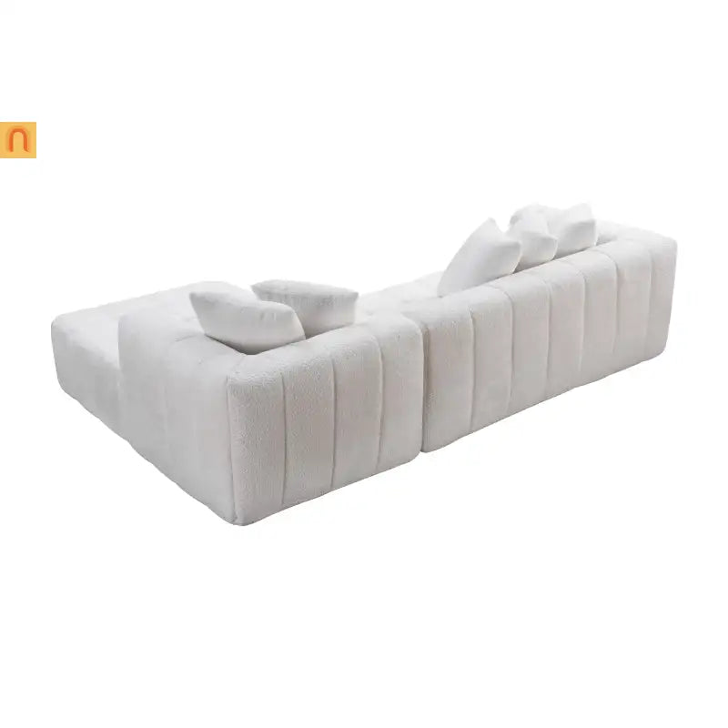 Sectional Sofa L-Shape Minimalist White 4 Seat 108 In No Assembly