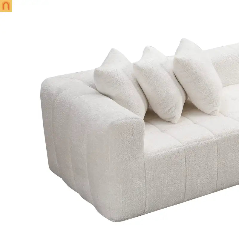 Sectional Sofa L-Shape Minimalist White 4 Seat 108 In No Assembly