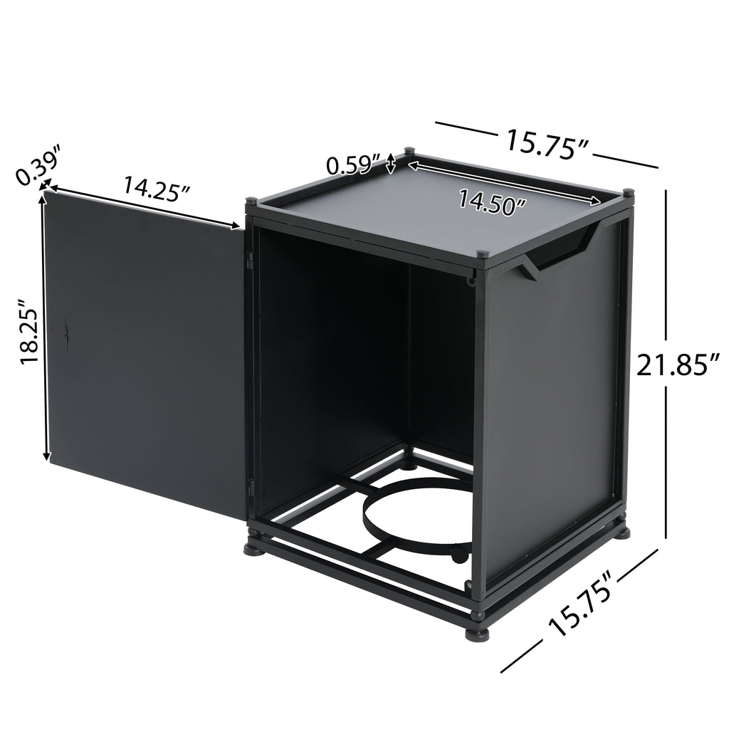 Outdoor Metal Tank Holder Side Table, Matte Black