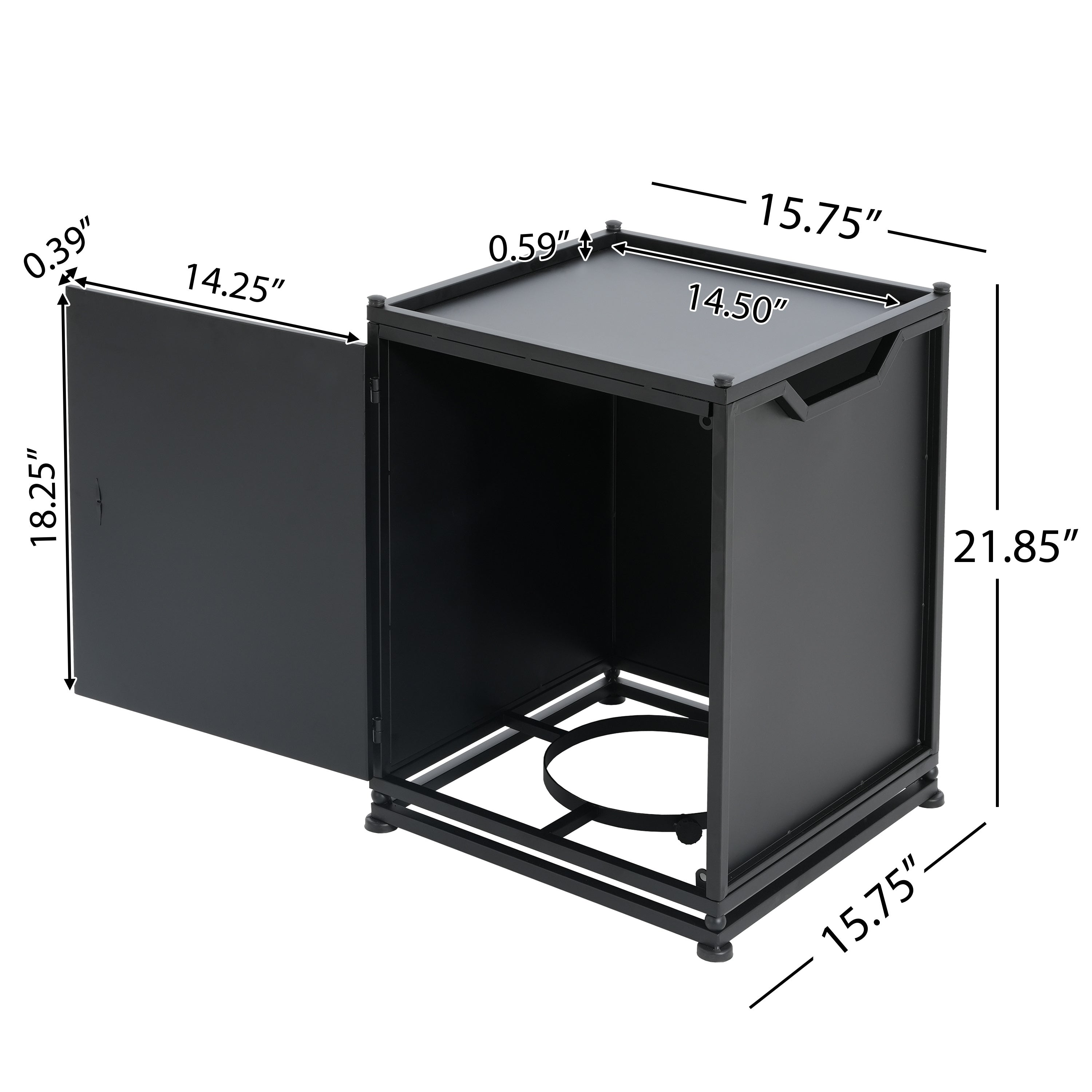 Outdoor Metal Tank Holder Side Table, Matte Black