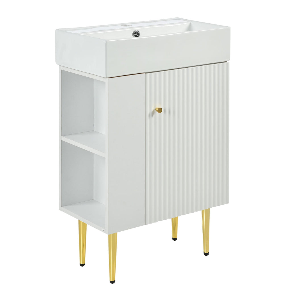 Amelia 21.6' Bathroom Vanity with Storage Cabinet, Single Ceramic Sink and Le...