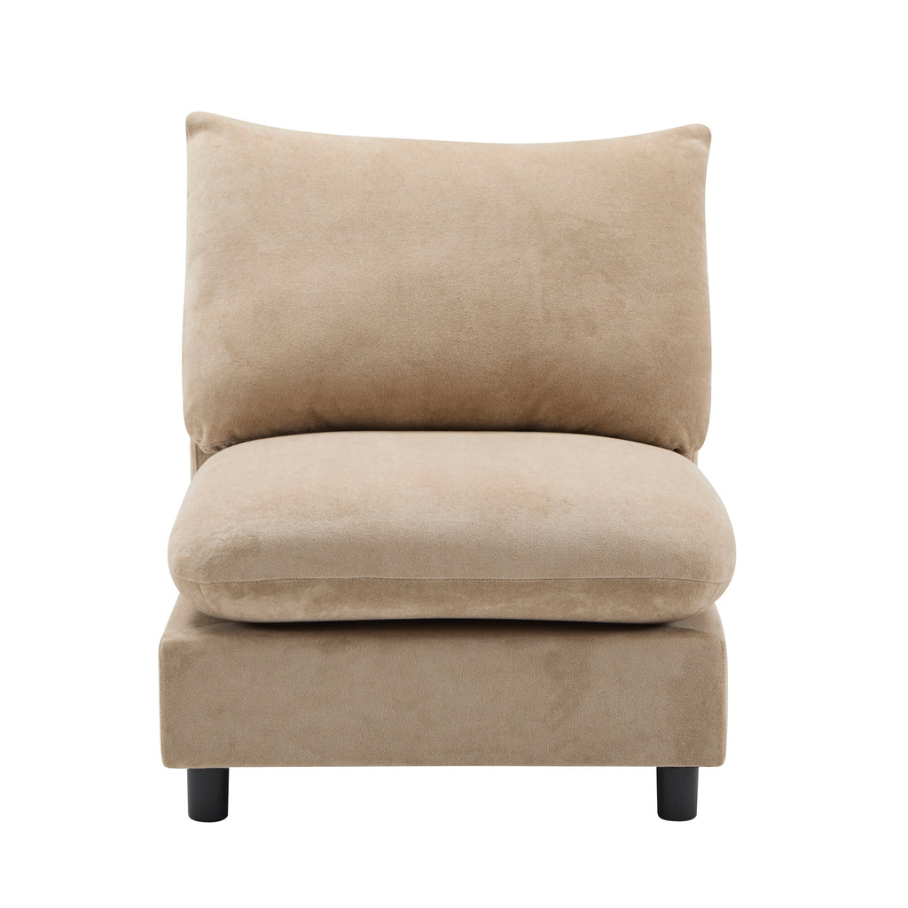 Sectional Sofa Modular Velvet Camel 5 Seat 99 In Eucalyptus Frame