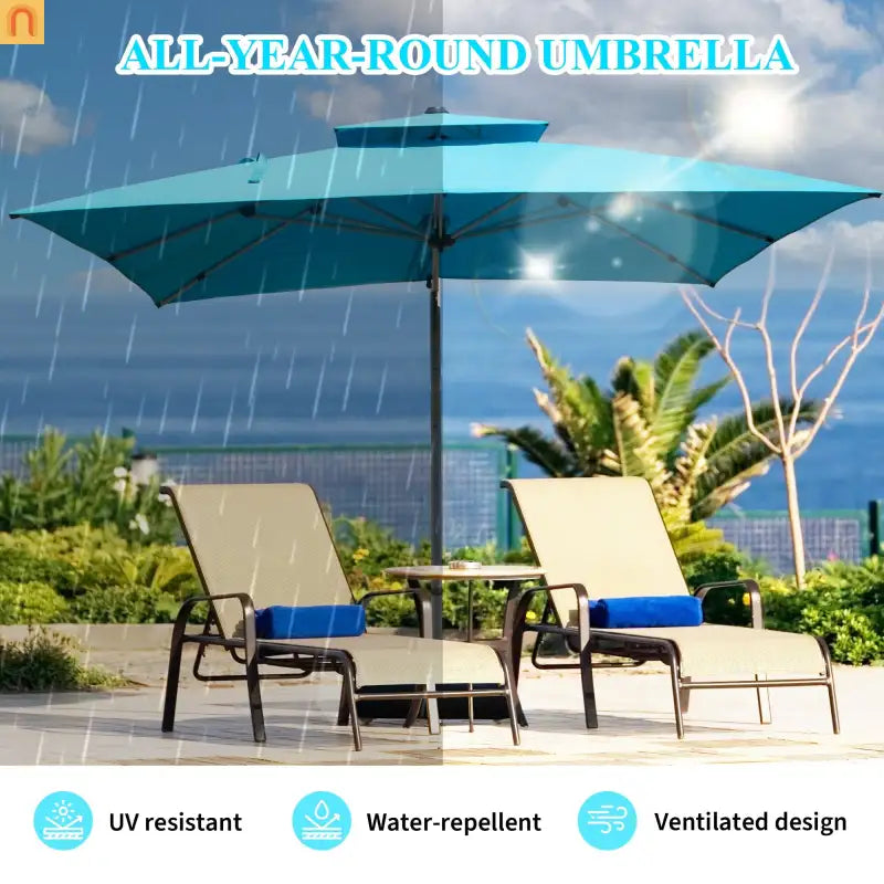Patio Umbrella Cantilever Square Lake Blue 10 Ft UPF50 360 Rotation