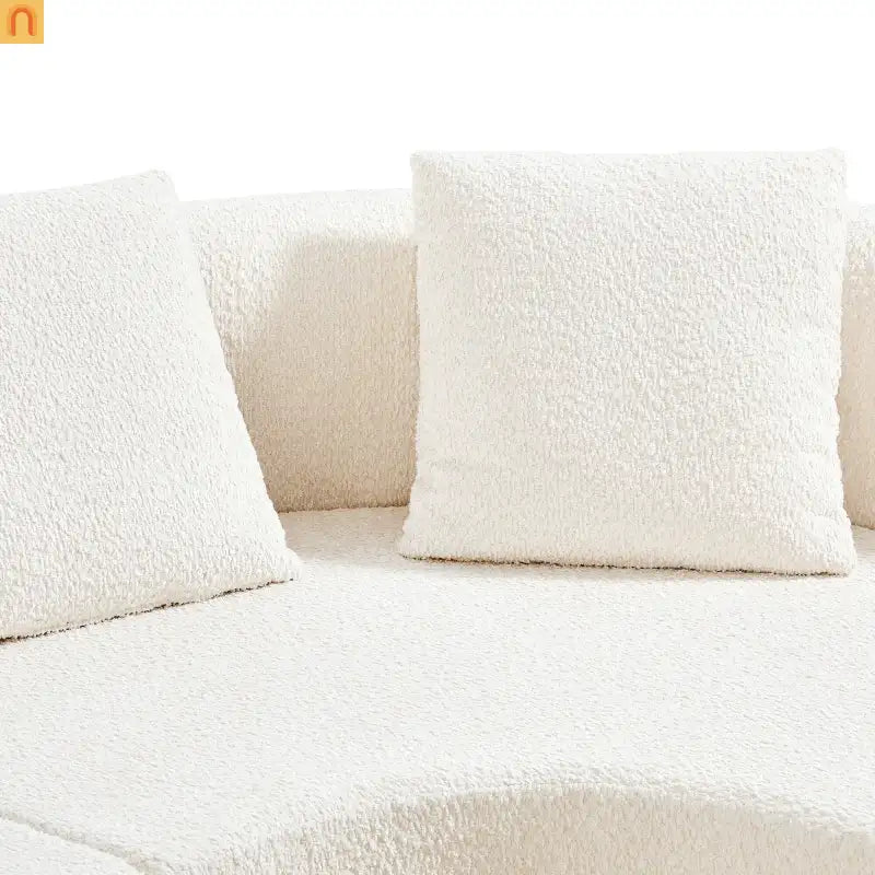 Sectional Sofa Curved L-Shape High-Density Foam White 4 Seat 110 In